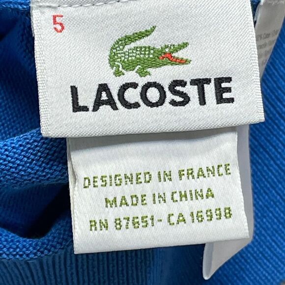 Lacoste mens v-neck pullover sweater sz 5 blue long sleeve (flaws) - Picture 12 of 12